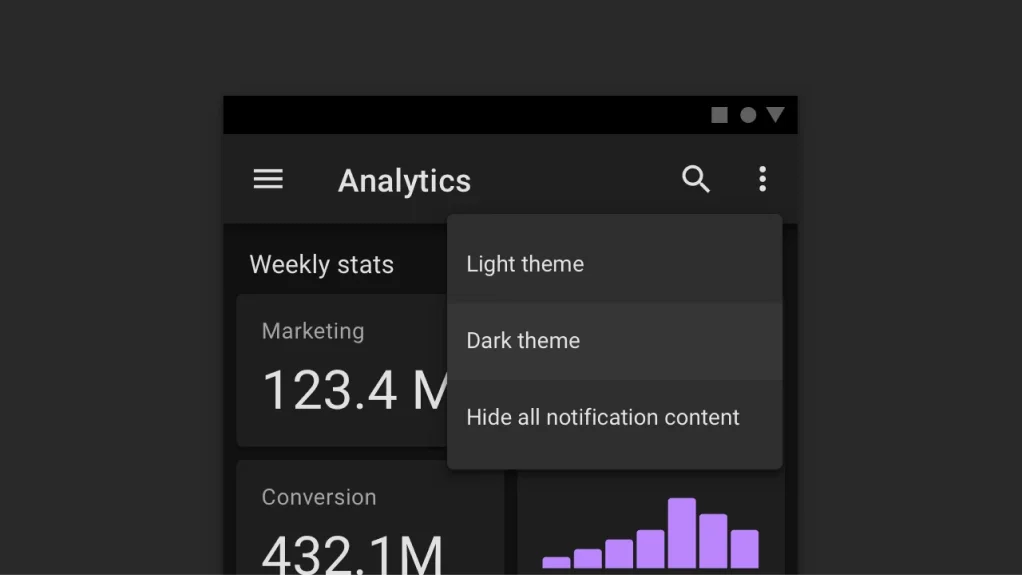 Comparativos de telas escuros e claras