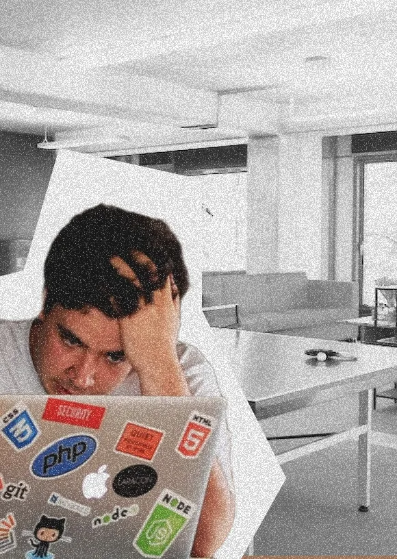 Young person working in a “dream office” with table tennis