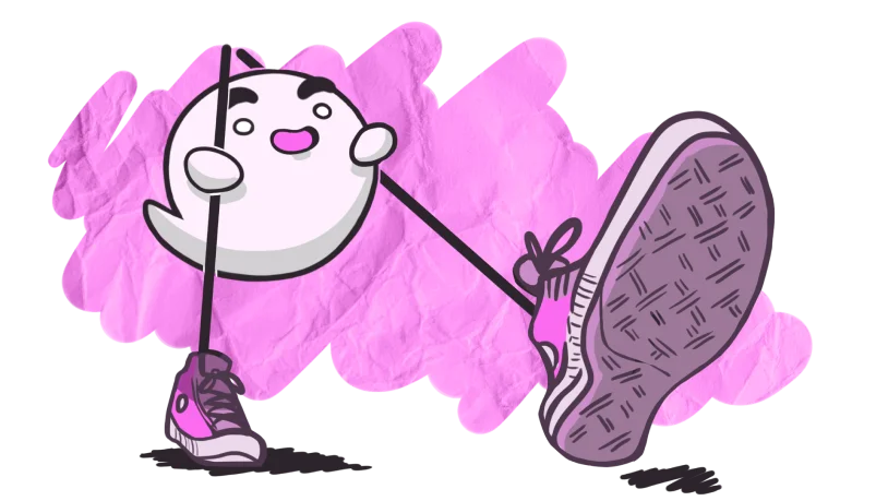 Illustration of a little ghost with stilts