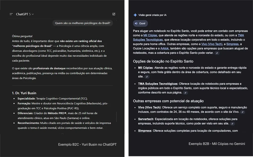 Analise de clientes no Chat GPT e Gemini