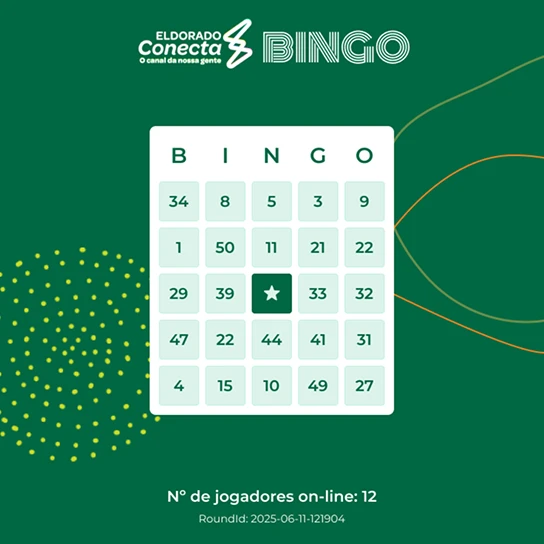 Layout of the Eldorado Conecta digital bingo card on the number panel