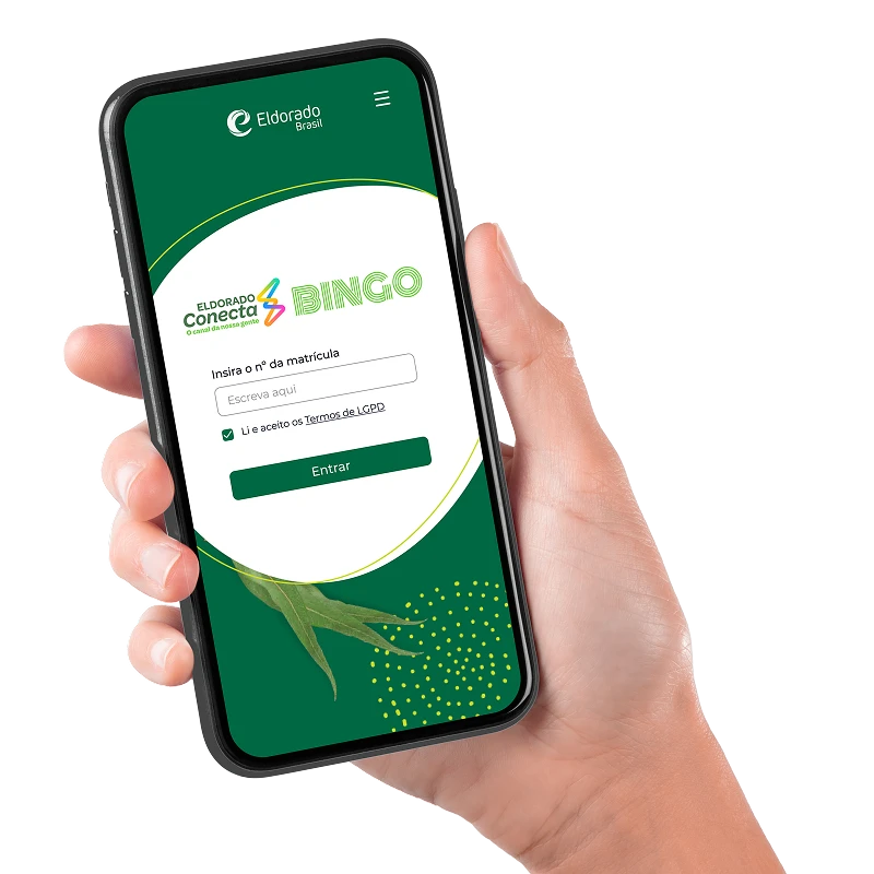 Cell phone with Eldorado bingo login screen