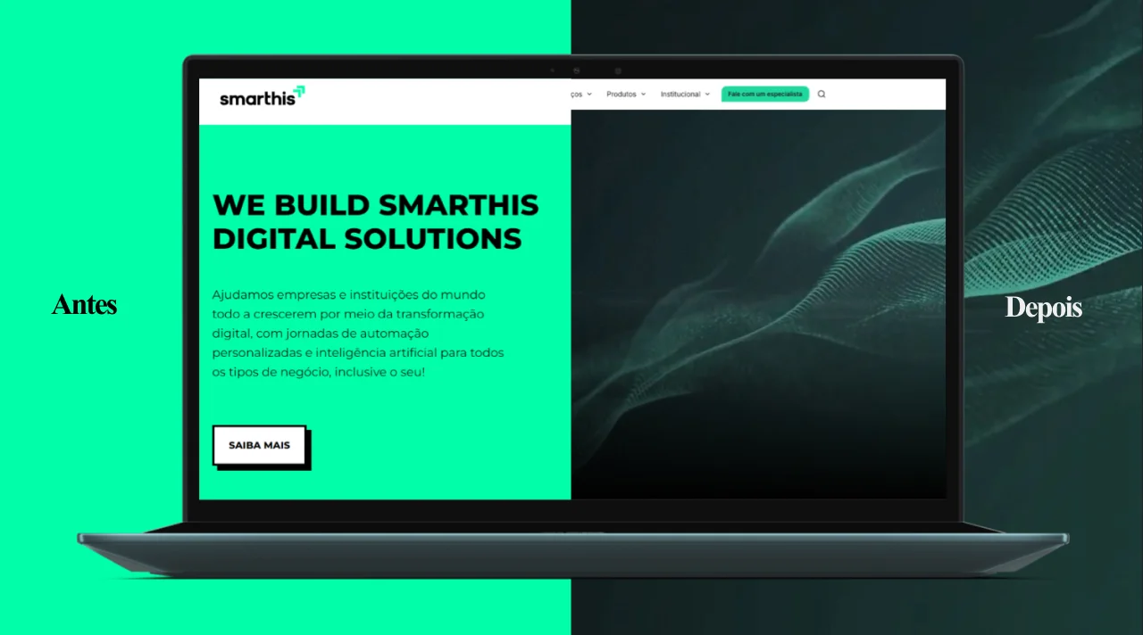 Before and after of the Smarthis website